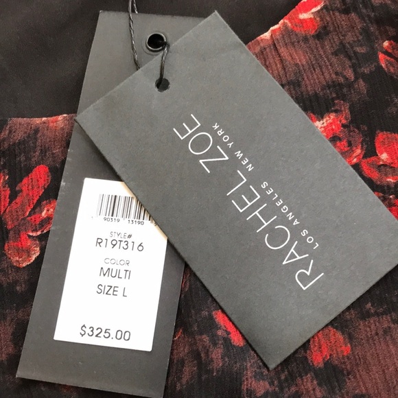 NWT! Rachel Zoe large floral multi L/S silk blouse - Picture 5 of 8